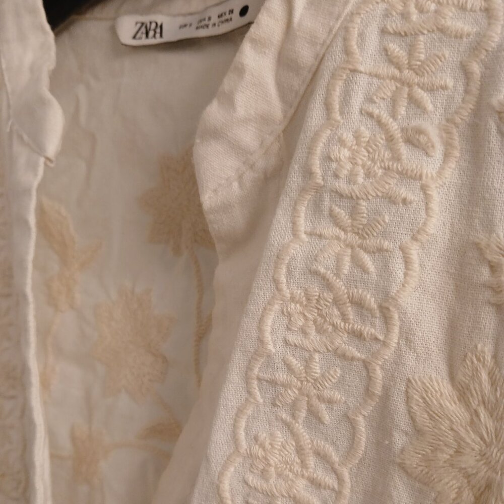 ZARA Embroidered Cream Jacket - Picture 12 of 12